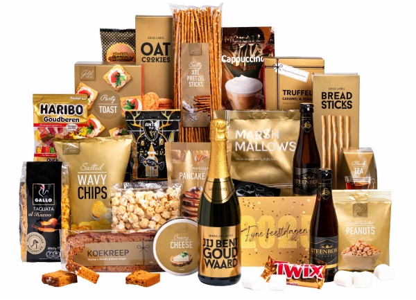 Groot assortiment met lekkere food kerstpakketten voor iedereen